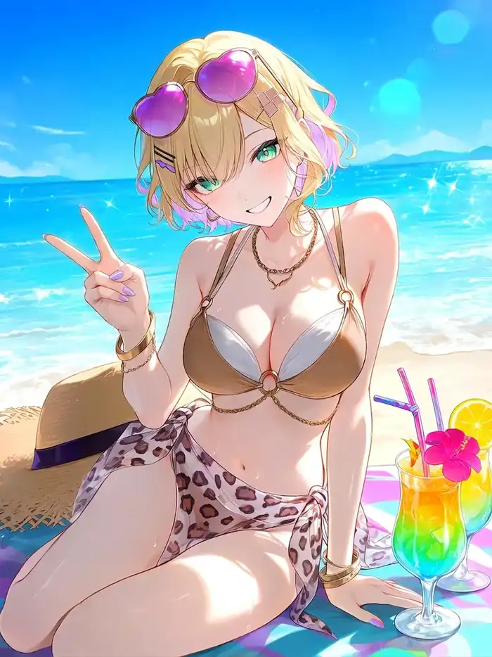 ảnh gái anime mặc bikini tạo hình nhân vật xinh xắn