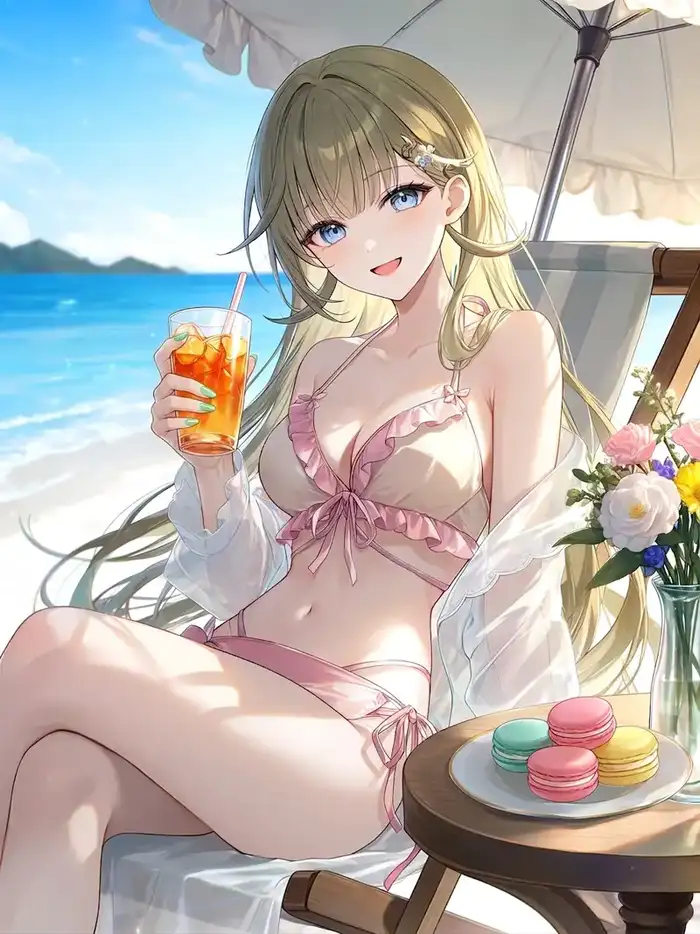 ảnh gái anime mặc bikini với nét vẽ sinh động