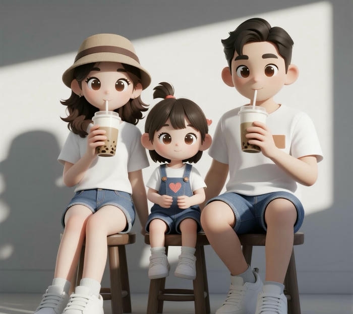 ảnh gia đình anime hạnh phúc