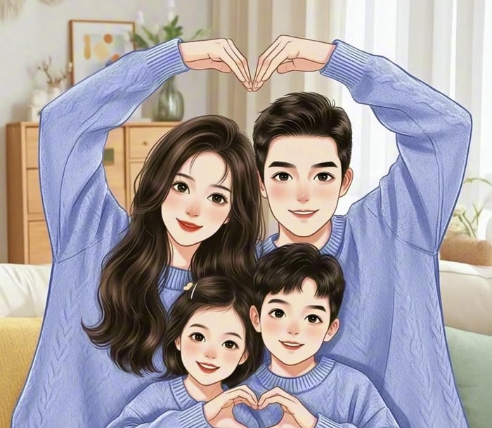 ảnh gia đình anime khung cảnh hạnh phúc