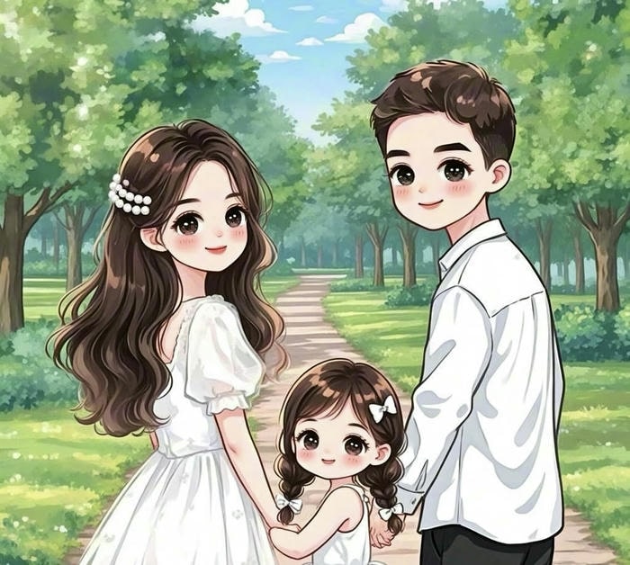 ảnh gia đình anime nắm tay nhau