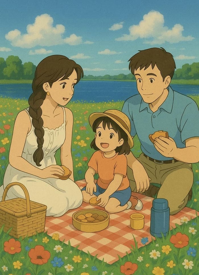 ảnh gia đình anime núi cao