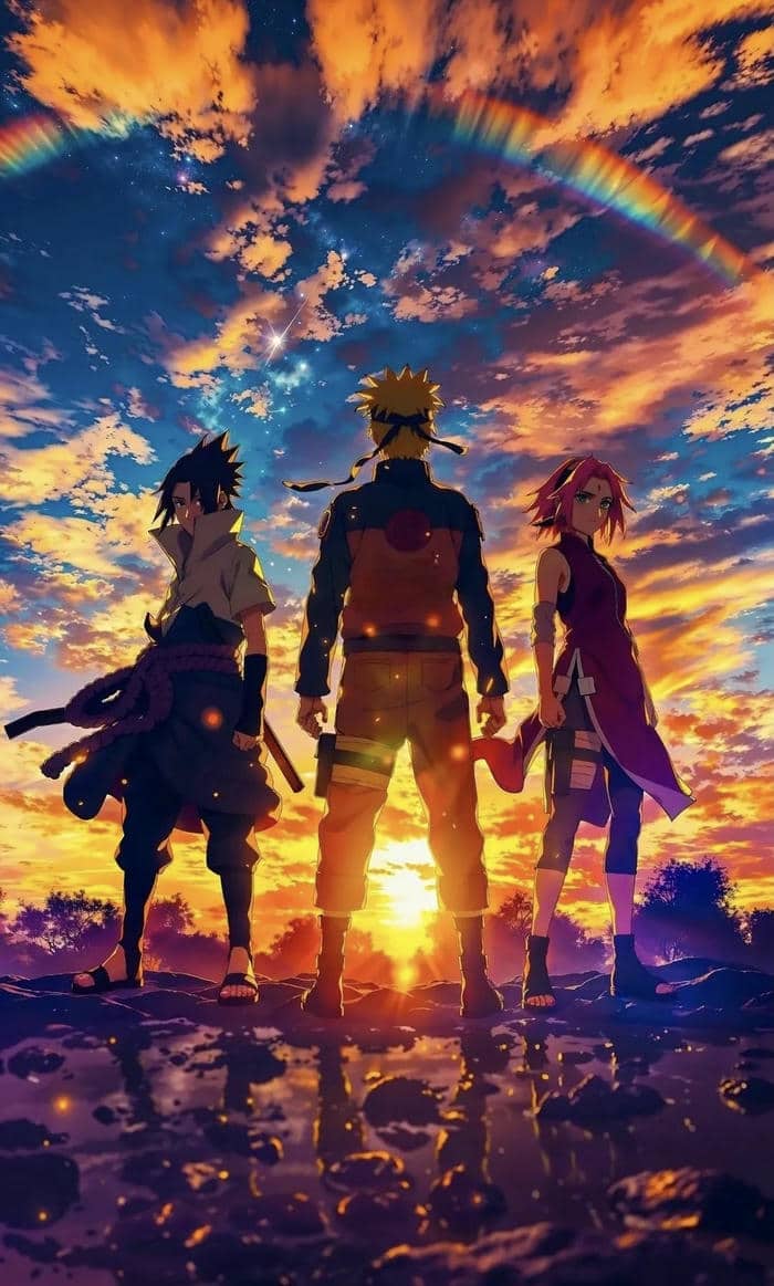 ảnh nền anime bầu trời tím nhạt êm