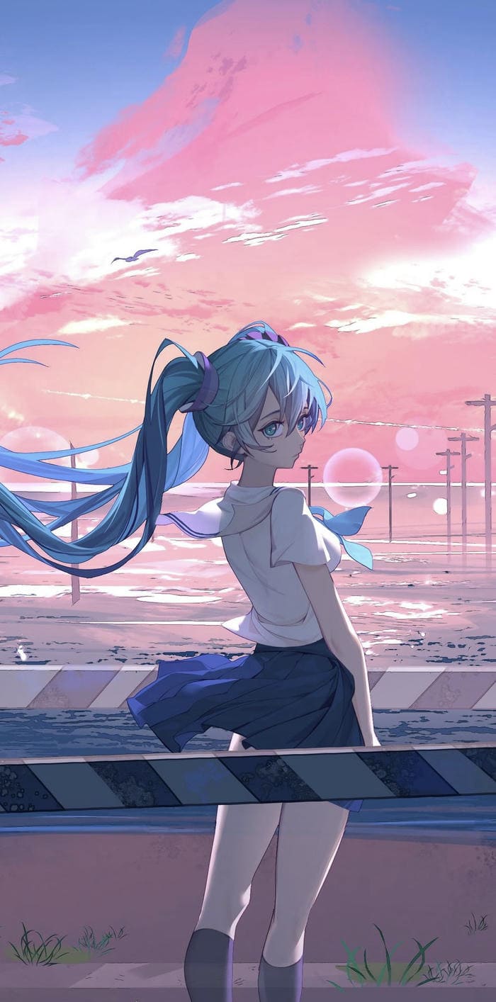 ảnh nền anime mây trôi chậm rãi xa