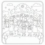 ảnh tô màu bé lễ phép chào cô giáo