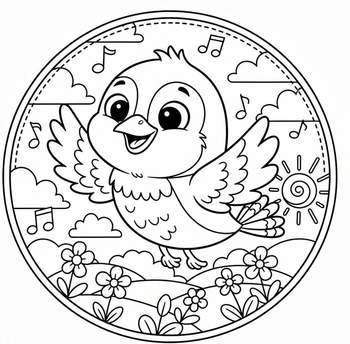ảnh tô màu chú chim dễ thương