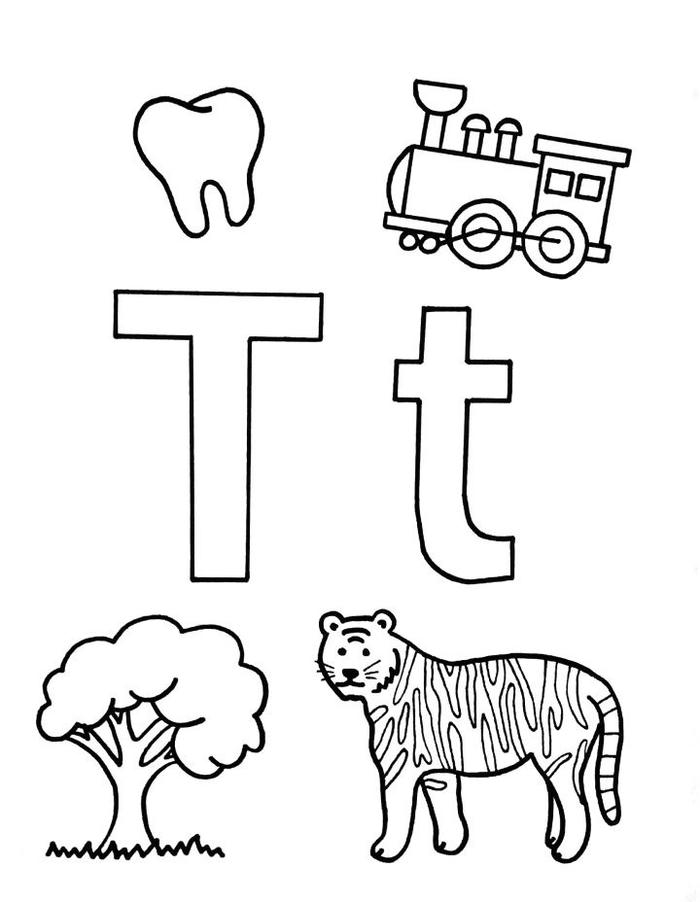ảnh tô màu chữ t có nét ngang