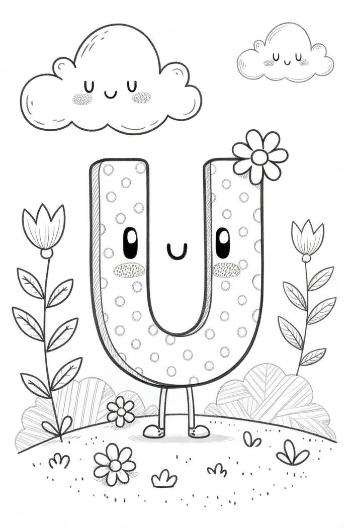ảnh tô màu chữ u cong đều đẹp