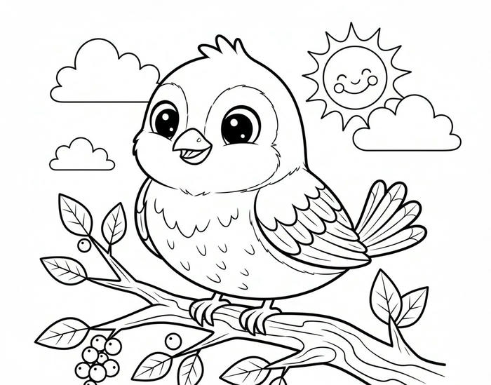 ảnh tô màu con chim đơn giản