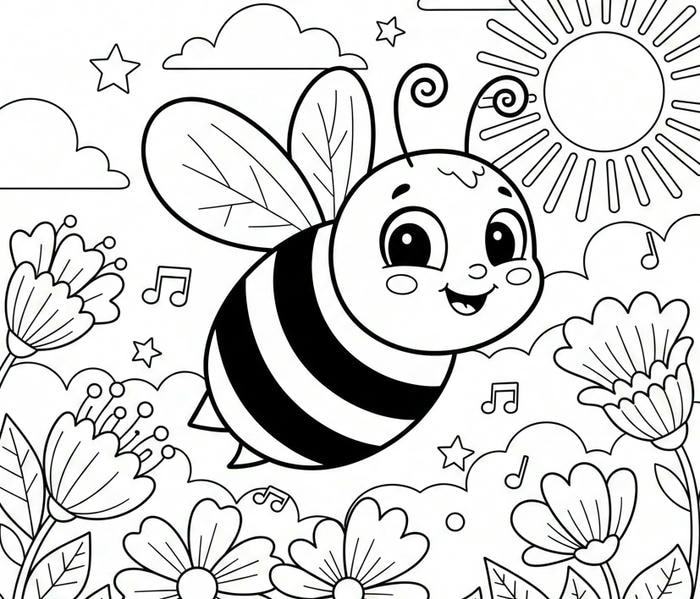 ảnh tô màu con ong đang bay