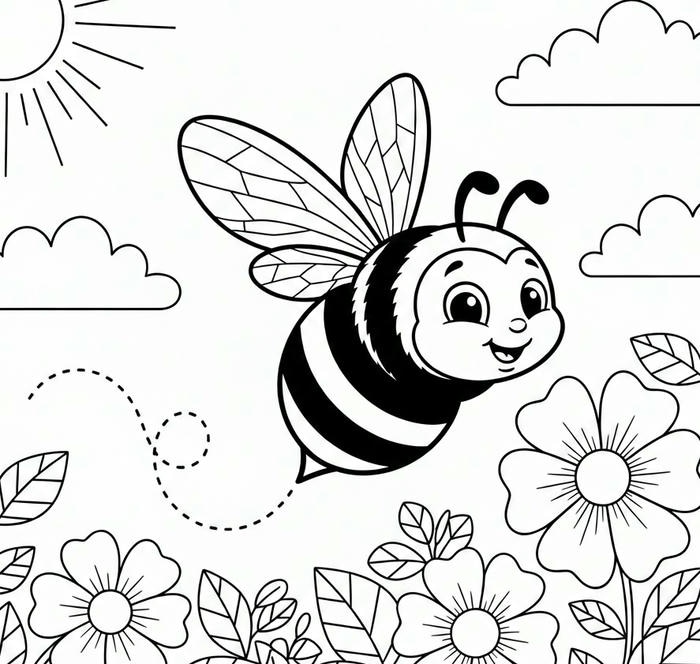 ảnh tô màu con ong dễ thương