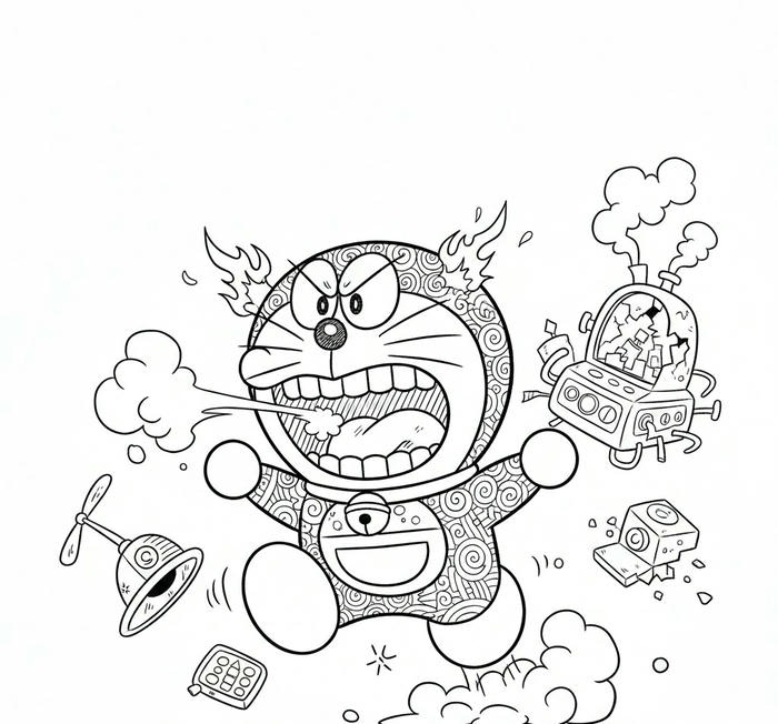 ảnh tô màu doraemon tức giận