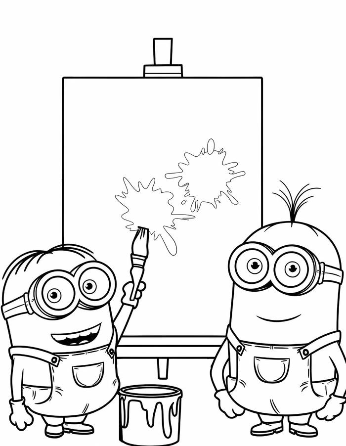 ảnh tô màu minion học vẽ