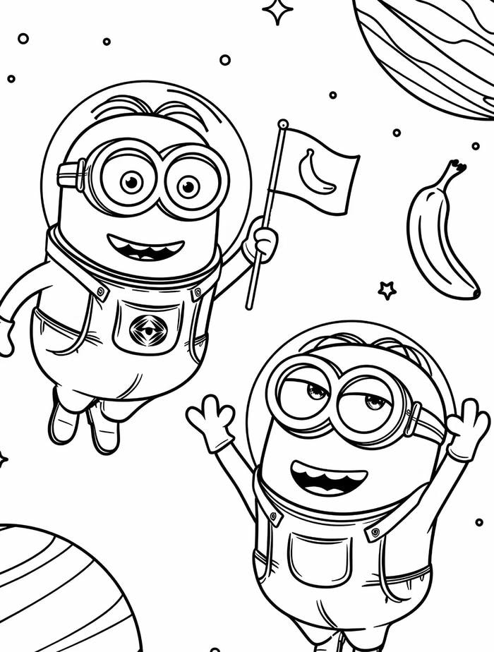 ảnh tô màu minion thân hình trụ ngắn