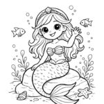 ảnh tô màu nàng tiên cá phong cách cổ tích