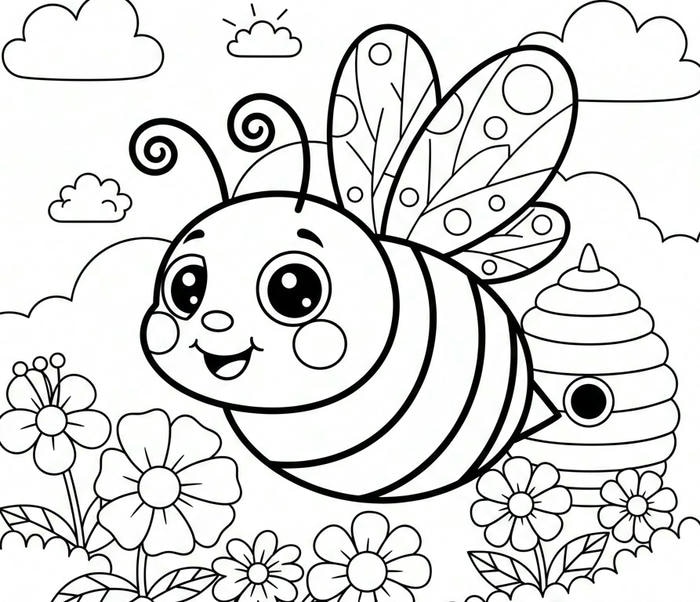 ảnh tô màu ong có mắt long lanh