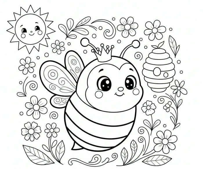 ảnh tô màu ong đội vương miện