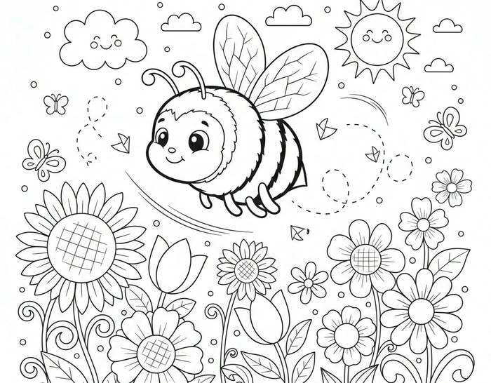 ảnh tô màu ong kiếm hoa