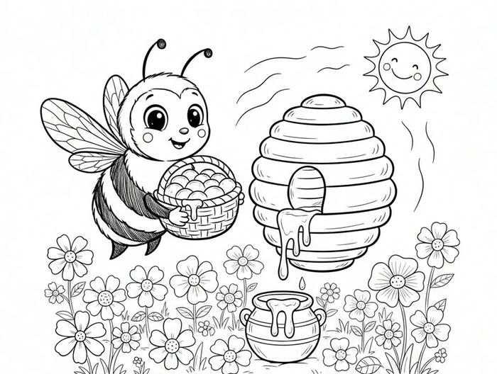 ảnh tô màu ong mang mật về tổ