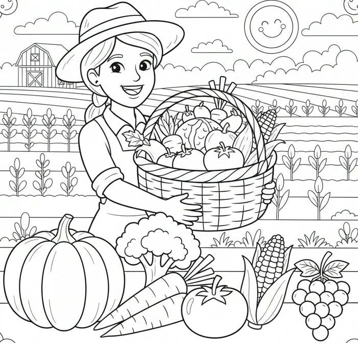 ảnh tô màu rau củ quả được thu hoạch