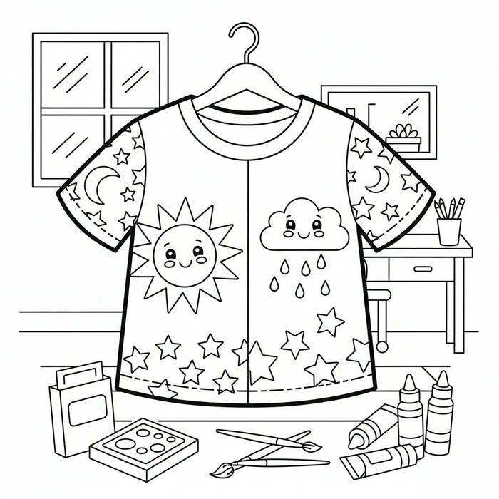 ảnh tranh tô màu áo dễ thương