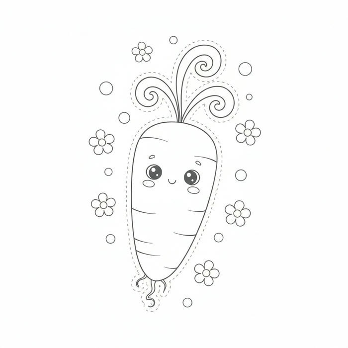 ảnh tranh tô màu cà rốt đáng yêu