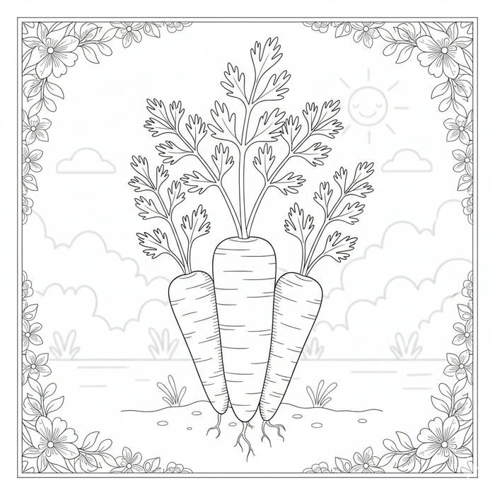 ảnh tranh tô màu củ cà rốt đẹp nhất