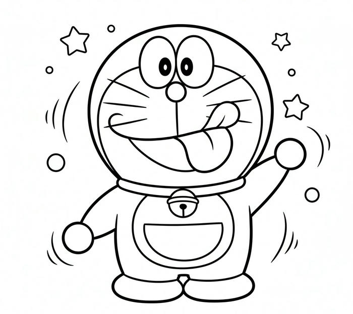 ảnh tranh tô màu doraemon lè lưỡi