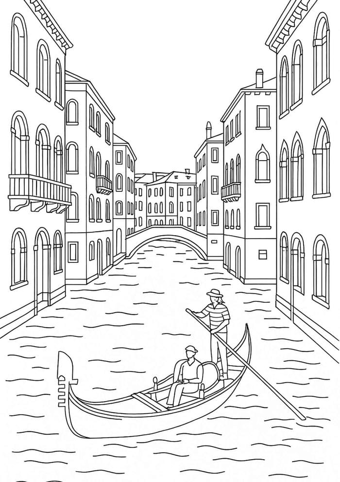 ảnh tranh tô màu nhà cao tầng bên sông