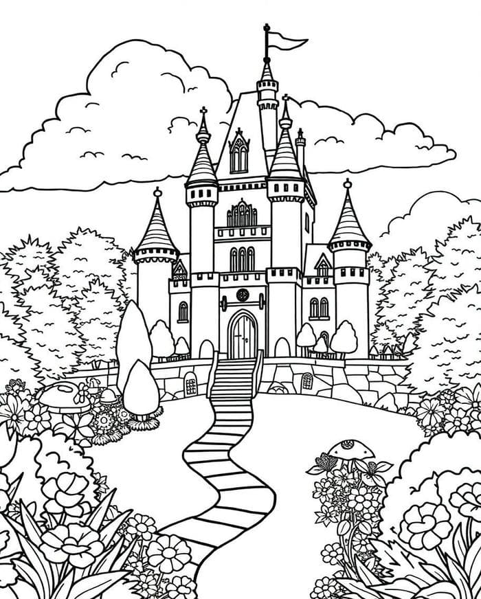 ảnh tranh tô màu nhà cao tầng chắc chắn