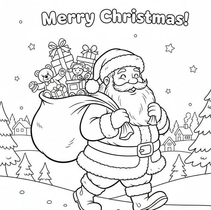 ảnh tranh tô màu ông già noel vui vẻ