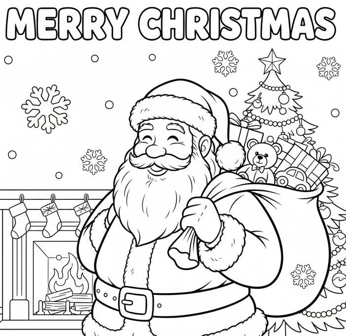 ảnh tranh tô màu ông già noel