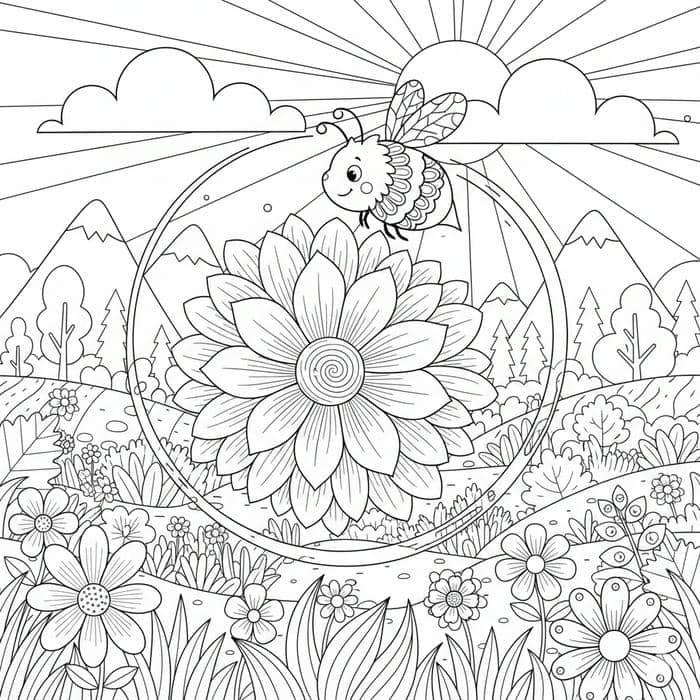 ảnh tranh tô màu ong trong vườn