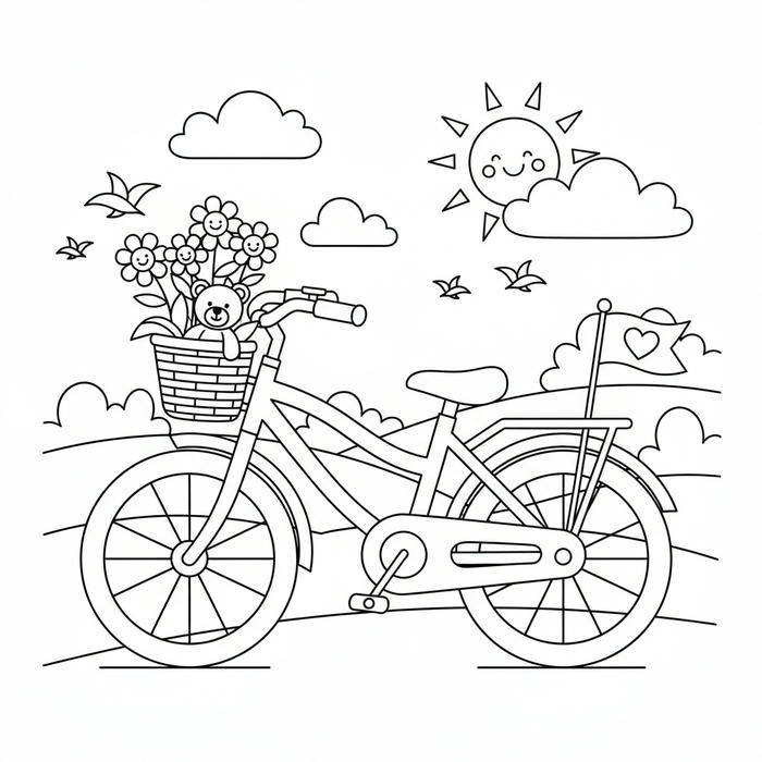 ảnh tranh tô màu xe đạp cho bé