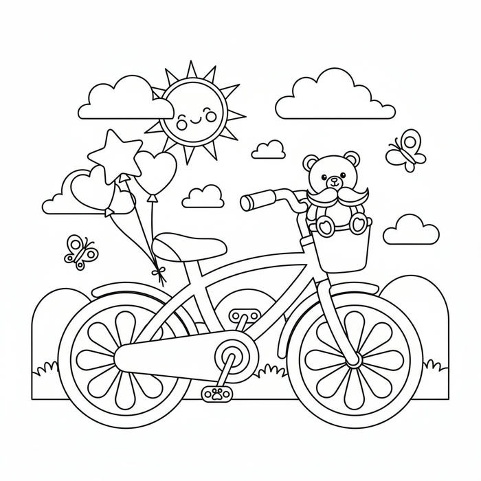ảnh tranh tô màu xe đạp học tập