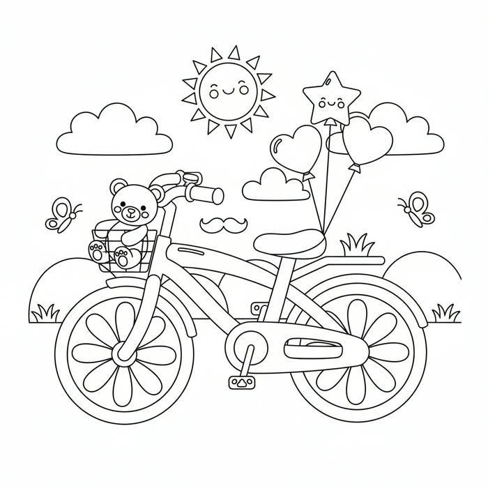 ảnh tranh tô màu xe đạp mầm non