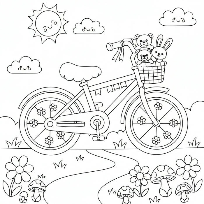 ảnh tranh tô màu xe đạp ngộ nghĩnh