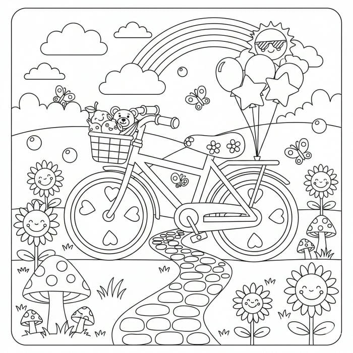 ảnh tranh tô màu xe đạp nhẹ nhàng