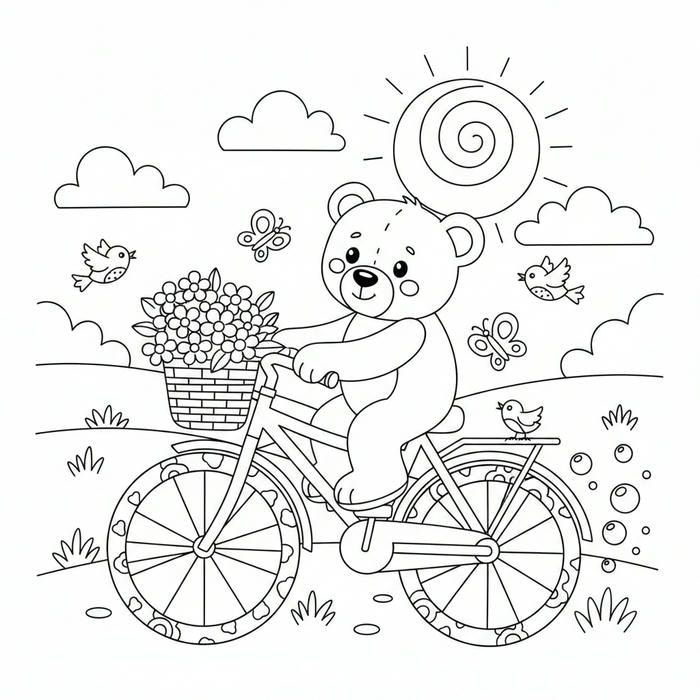 ảnh tranh tô màu xe đạp thiếu nhi