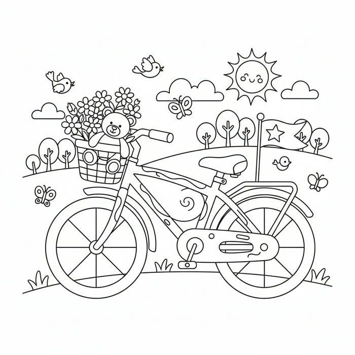ảnh tranh tô màu xe đạp tiểu học