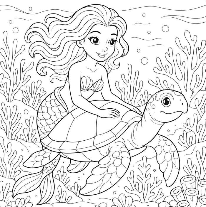 ảnh tranh tô nàng tiên cá bơi lội