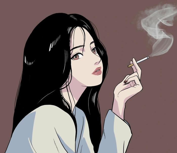 hình ảnh anime hút thuốc ánh mắt sâu