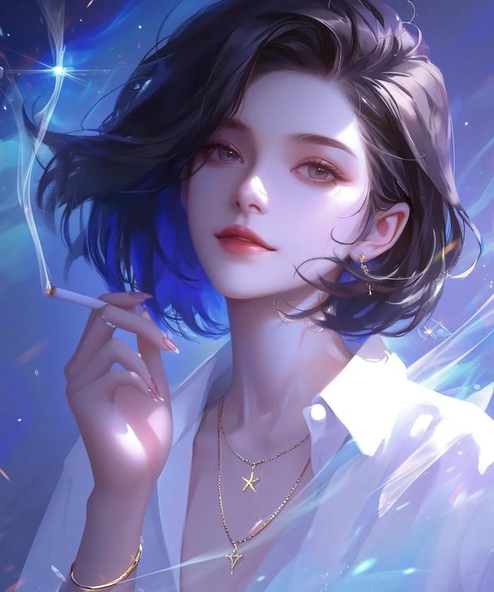 hình ảnh anime hút thuốc gió thổi nhẹ