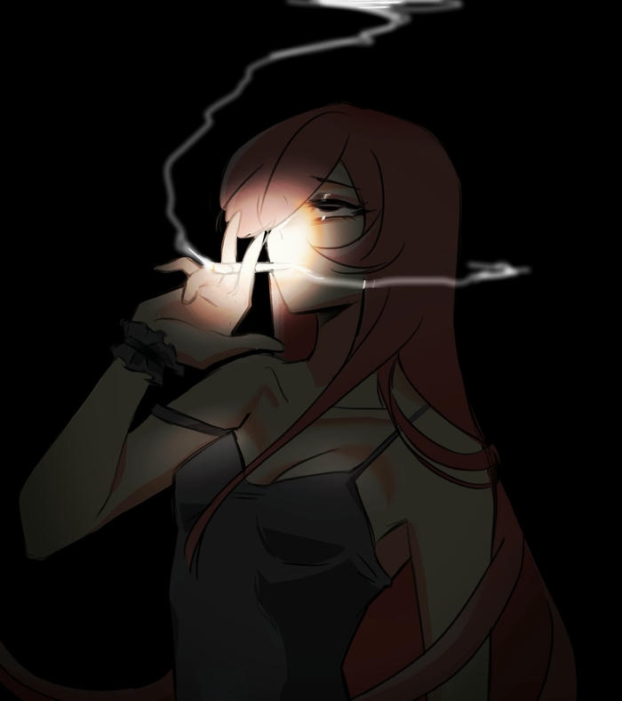 hình ảnh anime hút thuốc khói tỏa mỏng