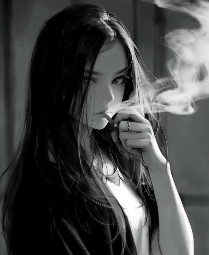 hình ảnh anime hút thuốc nét vẽ tối