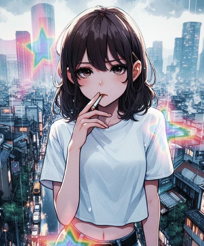 hình ảnh anime hút thuốc tiếng gió nhẹ