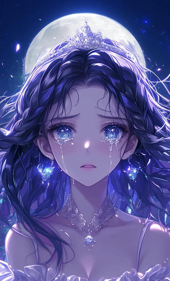 hình ảnh anime khóc bầu trời xám