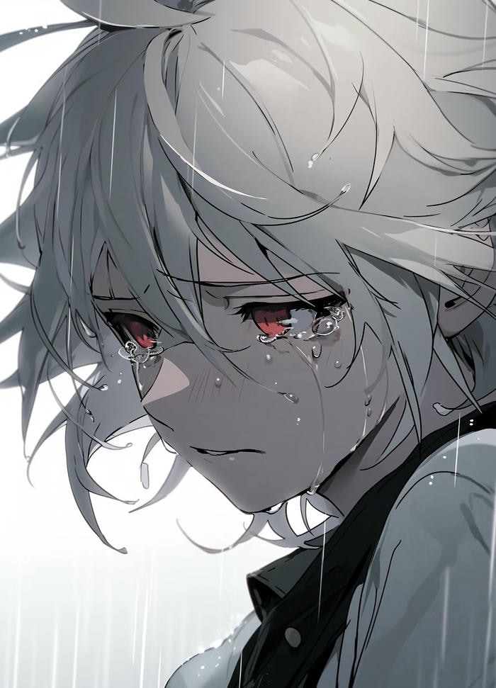 hình ảnh anime khóc cúi đầu thấp