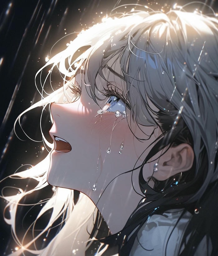 hình ảnh anime khóc hai tay siết