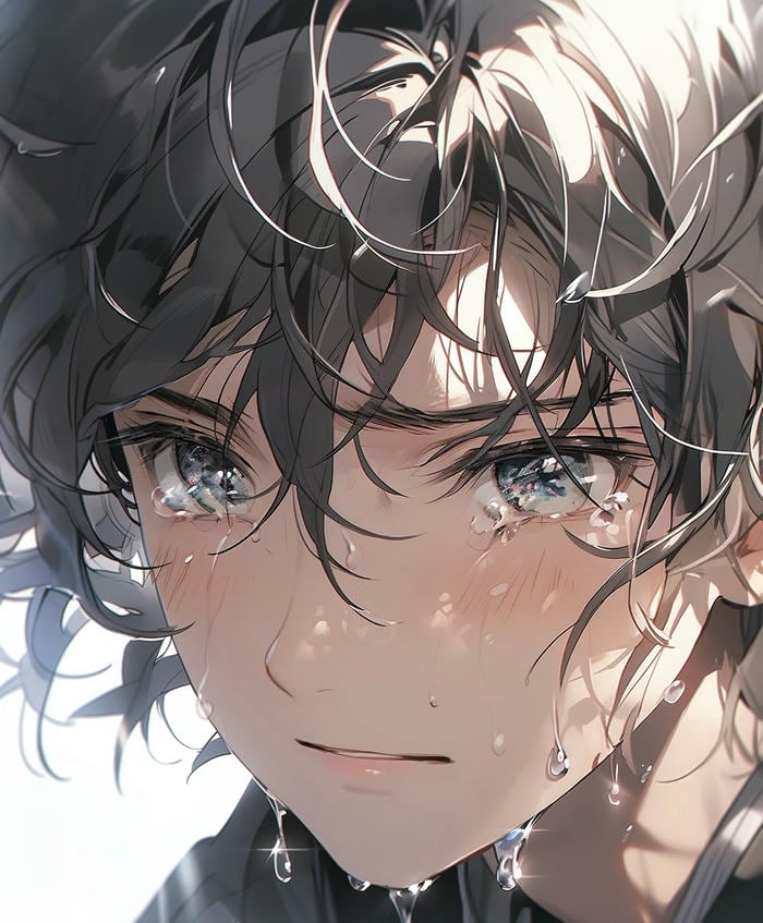 hình ảnh anime khóc màu sắc nhạt